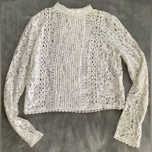 Bebe White Lace Detail Top